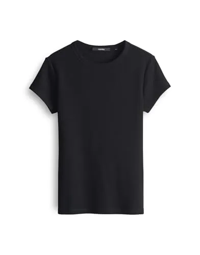 someday Damen Kurzarmshirt | Rippshirt KLEOH Slim aus BCI Cotton Mix Black, 40