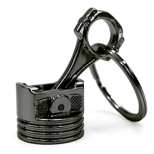 Motor Kolben XL Schlüsselanhänger 55x25mm Schlüssel Anhänger Chrom Schwarz S022