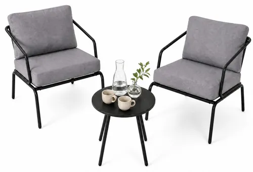 KOMFOTTEU 3-teiliges Gartenmöbel Set mit Couchtisch & 2 Sessel