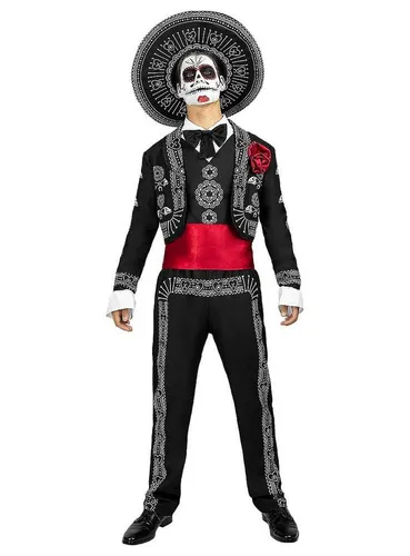 Funidelia Mariachi Kostüm für Herren - Tag der Toten & Halloween - Kostüm-Outfits für Erwachsene, inklusive T-Shirt, Jacke, Hose, Schärpe und Hut. Ideal für Karneval und Kostümpartys in Größe XXL, einzigartiges Design für einen unvergesslichen Auftritt!