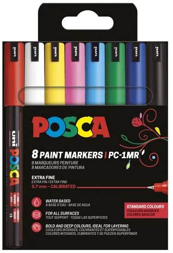 POSCA Pigmentmarker PC1MR, 8er Box, farbig sortiert 8