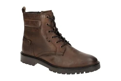 s.Oliver 5-15220-43 300 Herrenstiefelette - Wanderschuhe aus braunem Echtleder mit warmem Innenfutter, ideal für kühle Tage. Schnürung und Reißverschluss sorgen für perfekten Halt und Komfort.