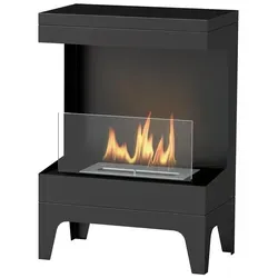 Freistehender Bioethanol-Kamin mit 0,9-Liter-Brenner und 3,3 Stunden Brenndauer, 38 x 22 x 54 cm, schwarz - Schwarz