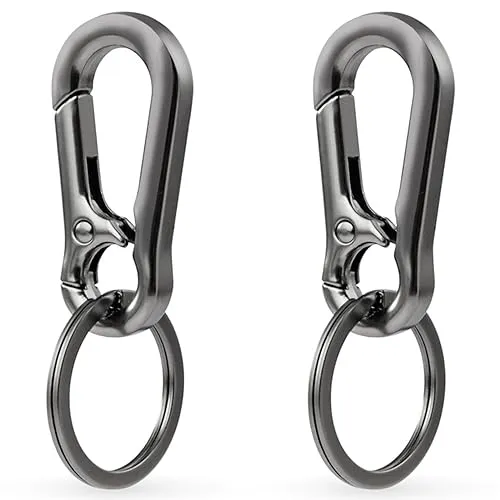 LABUYI 2 Stück Carabiner Schlüsselanhänger,Karabinerhaken Schlüsselanhänger,Schlüsselring mit Karabiner,Karabinerhaken Klein Schlüsselanhänger,Kleiner Karabiner,für Herren und Damen,Schwarz