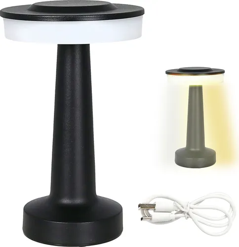 LED Tischleuchte 'Lille' schwarz 24 LEDs 12x21cm kalt-/warm-/reinweiss Eisen 20 Lumen USB Ladefunktion Touchfunktion stufenlos dimmbar Tischbeleuchtung