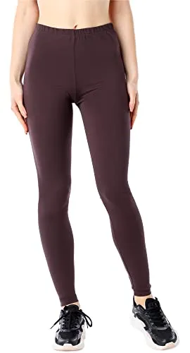 Bellivalini Damen Lange Leggings aus Bio-Baumwolle BLV50-183 (Braun, XL)