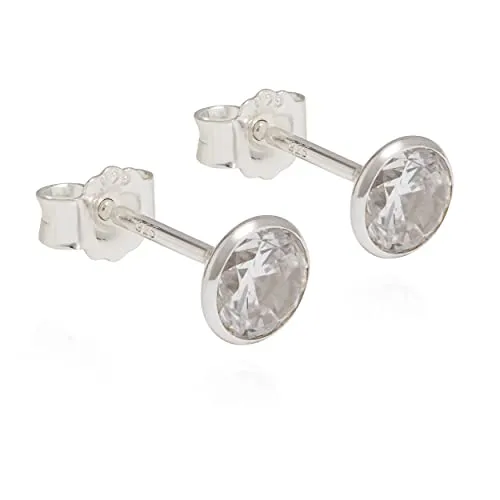 NKlaus Paar 925 Silber Ohrstecker Ohrringe Ohrhänger Cubic Zirkonia Weiß 5,5mm 8852