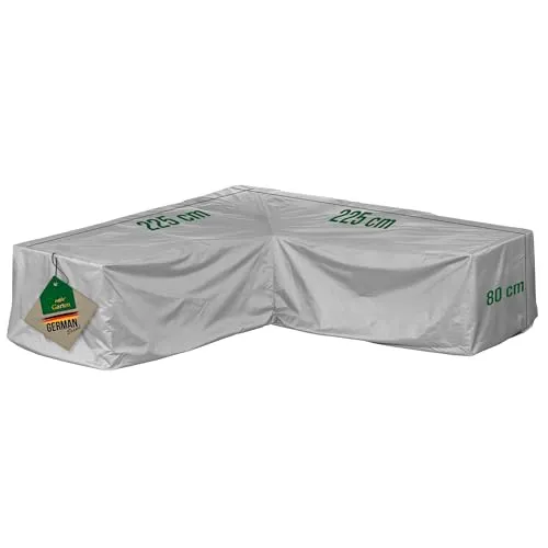 mehr Garten Premium PROTECT Eck-Lounge Schutzhülle L-Form 225x225x80 cm - Sitzgruppen-Schutzhüllen mit wasserdichtem, atmungsaktivem Material und UV-Schutz für langlebigen Schutz Ihrer Gartenmöbel das ganze Jahr über.