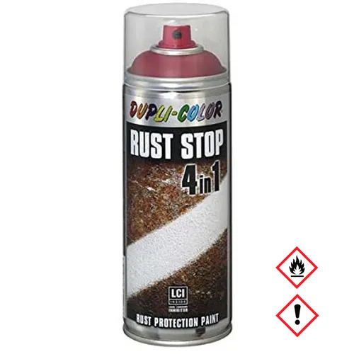 DUPLI-COLOR RUST STOP RAL 3000 Feuerrot 400ml seidenmatt Sprühlack, Korrosionsschutz, schnelltrocknend, Hochwertig in Verarbeitung, vielseitig einsetzbarer Lack