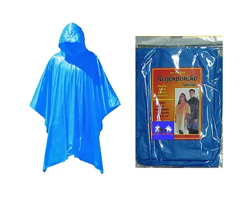 Notfallponcho BLAU Regenponcho Einweg Regencape Regenjacke Regenschutz Poncho
