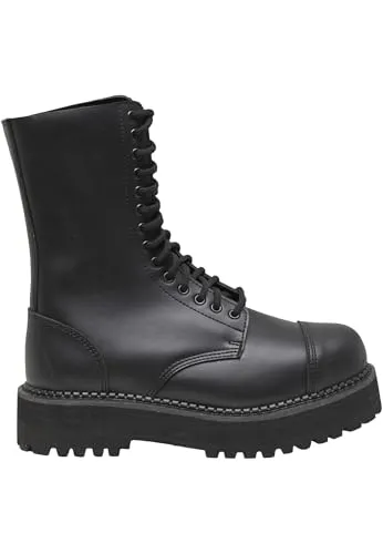 Brandit Plateau Phantom 14 Eyelet Boots, schwarz, Größe UK4/EU38 - Stilvolle 14-Loch Schnürstiefel mit robuster Plateau-Profilsohle und stabiler Stahlkappe für optimalen Tragekomfort.