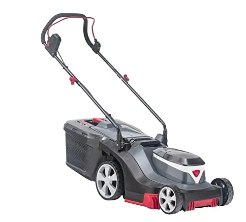 AL-KO Akku-Rasenmäher 3.82 LI Easy, Schwarz, Grau, Rot - Rasenmäher mit zentraler Schnitthöhenverstellung und zwei Hochleistungs-Akkus, kompatibel mit 18V Bosch Home and Garden. Ideal für leisen und flexiblen Einsatz im Garten.