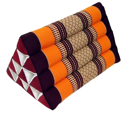 GURU SHOP Dreieck Thaikissen, Dreieckskissen, Kapok - Orange/braun, 30x30x50 cm