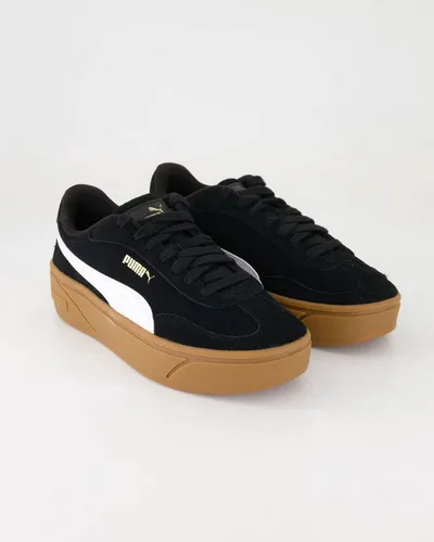 Puma Club II Era Platform SD Wns Black-White EU 38,5 - Sneaker für Damen aus hochwertigem Veloursleder, mit bequemer Dämpfung und zeitlosem Design – ideal für lässigen Streetstyle und maximalen Komfort.