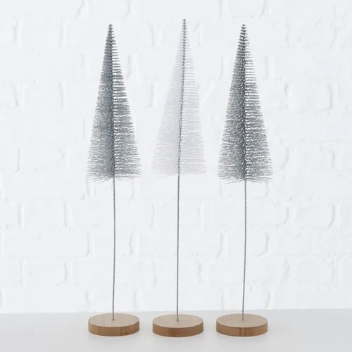 Deko Baum Bäumchen Dekoaufsteller H 40 cm weiß silber Kunststoff 3er Set