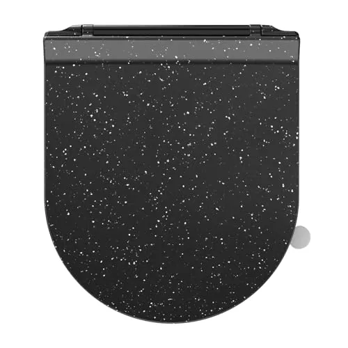 SREWOHS PRO Toilettendeckel D Form mit Absenkautomatik – Schwarz Marmor