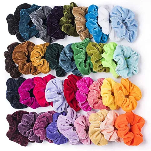 Hcimooy Haargummis Samt Elastische Haarbänder Haargummis Seile Scrunchie für Frauen Mädchen (36Pcs)