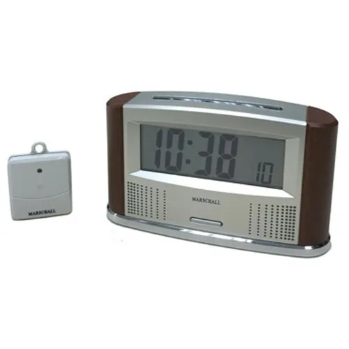 Sprechende Funkweckuhr mit Thermometer - Hygrometer mit digitaler Zeitansage, automatischer Zeiteinstellung und Temperaturmessung für Innen und Außen, ideal für Schlafzimmer und Kinderzimmer.