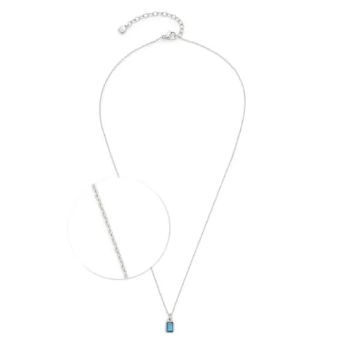CIAO! BY LEONARDO Kette mit Anhänger Sophia, 024473 - Edelstahlkette mit zartem Baguette Stein in Blau, feminin und modern. Ideal für die individuelle Anpassung durch Verlängerungskette. Perfekter Damenschmuck für einen eleganten Look.