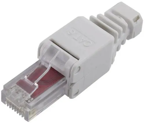 Produktbild TRU Components RJ45 Stecker, Cat 6 Stecker, gerade Polzahl Sensoren 8 Grau 1St.