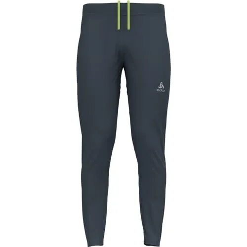 ODLO Herren Zeroweight Laufhose, Dark Slate - Lange Laufhose aus 100% recyceltem Polyester mit optimalem Feuchtigkeitsmanagement und reflektierenden Details für bessere Sichtbarkeit bei Dämmerung. Ideal für intensive Läufe und sicheres Training.