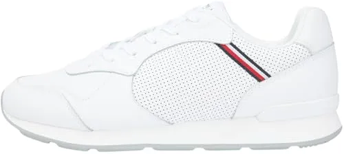 Tommy Hilfiger Runner Icon Herren Fm0fm05740 Low-Top aus Leder, White, 44 EU