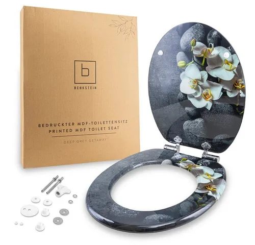 Benkstein® Toilettendeckel mit Absenkautomatik – antibakterieller WC Sitz in Deep Grey