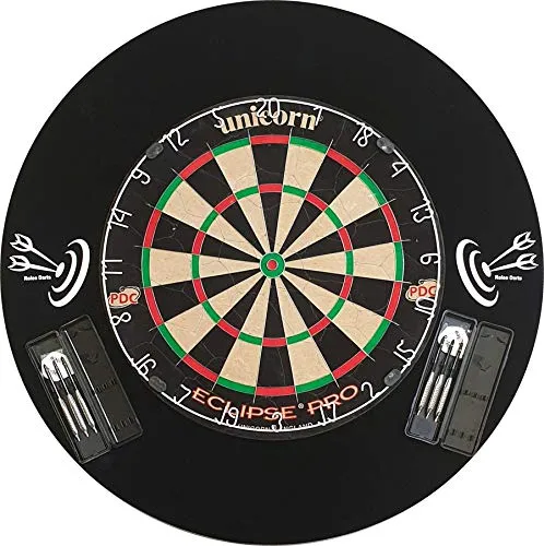 Roleo Steeldart Dart Set - Unicorn Eclipse Pro + Surround + 2 Set Pfeile in Box (Dartboard + Catchring Schwarz + 2 Satz Pfeile)