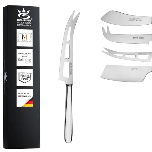 Gehring Solingen Weichkäsemesser Serie Pur I ergonomischer Edelstahlgriff I Käse Messer I rostfreier Edelstahl I Käse Besteck I spülmaschinengeeignet I Made in Germany