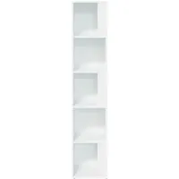 vidaXL Eckregal Weiß 33x33x164,5 cm - Stylisches Eckregal aus robustem Holzwerkstoff mit 5 Fächern, ideal für kleine Räume und zur Aufbewahrung von Deko und Büchern.