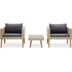 vidaXL 3-tlg. Garten-Lounge-Set mit Auflagen - Gartenmöbel-Set aus strapazierfähigem PE-Rattan mit dick gepolsterten Kissen für ultimativen Komfort. Ideal für entspannte Nachmittage im Freien!