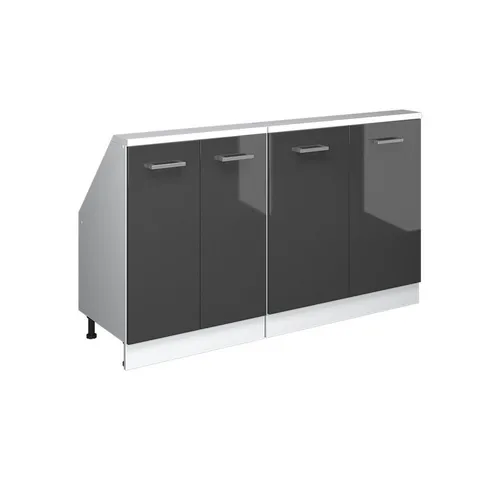 Vicco Unterschrank R-Line 140 cm, Anthrazit Hochglanz/Weiß - Unterschrank für Dachschrägen, bietet optimalen Stauraum und passt sich der Raumgeometrie an – ideal für moderne Küchen.