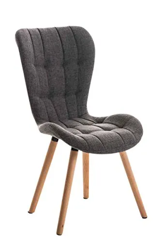 CLP Stuhl Elda Stoff natura - Eleganter Esszimmerstuhl in Hellgrau - Esszimmerstuhl Elda mit hoher Rückenlehne und komfortabler Polsterung für stundenlangen Sitzkomfort. Pflegeleicht und modern, perfekt für jeden Raum.