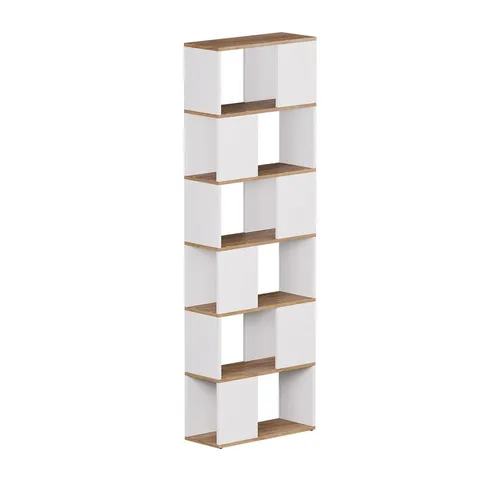 Vicco Raumteiler Eneos, Weiß/Golfkraft Eiche - Raumteiler-Regal mit praktischem Bücherregal, stabil und leicht aufzubauen, ideal für stilvolle Ordnung und Gemütlichkeit in jedem Raum.