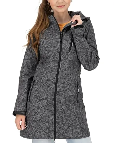 DEPROC Active Softshelljacke SHELBY LONG - Funktionsjacke aus leichtem, atmungsaktivem Material mit abnehmbarer Kapuze, ideal für Outdoor-Aktivitäten wie Wandern und Nordic Walking.