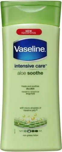 Vaseline Intensive Care Aloe Soothe Body Lotion 400ml - Bodylotion mit Aloe Vera, spendet intensiv Feuchtigkeit und beruhigt trockene Haut, zieht schnell ein und hinterlässt kein fettiges Gefühl.