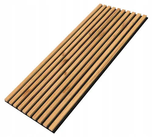 Lamellen Slim Mini Wandpaneele Clamaro 2750x460x18mm - Eiche Gold - Modernes Wandpaneel-Set mit 10x Akustik-Lamellen, die einfach zu montieren sind. Erhältlich in 26 Farben, bieten sie Stil und effektive Schallabsorption für jeden Raum. Erleben Sie die Kombination aus Design und Funktionalität!