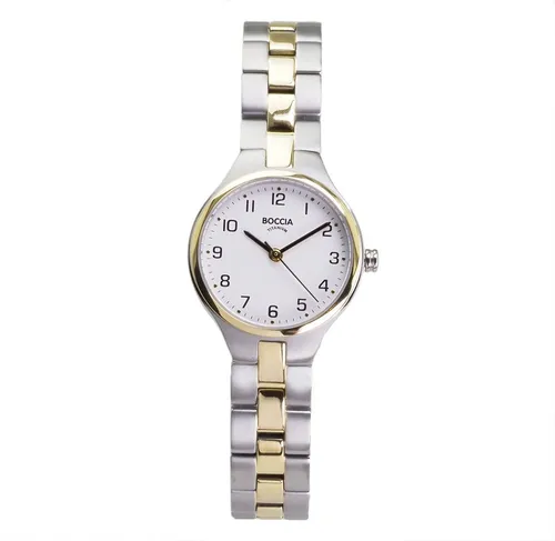 Boccia Damen Uhr 3330-02 Titan 26 mm - Elegante Damen-Armbanduhr aus Titan mit 12-Stunden-Zifferblatt, ideal für den täglichen Gebrauch. Wasserdicht bis 30 m, stilvolles Design in Silber-Gold.