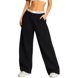 Smilodox Jogginghose Damen Siara - Bequeme Freizeithose mit verstellbarem Beinabschluss - Hochwertige Damen-Jogginghose in Schwarz, ideal für Freizeit und Training. Mit praktischen Seitentaschen und verstellbarem Beinabschluss für optimalen Tragekomfort.