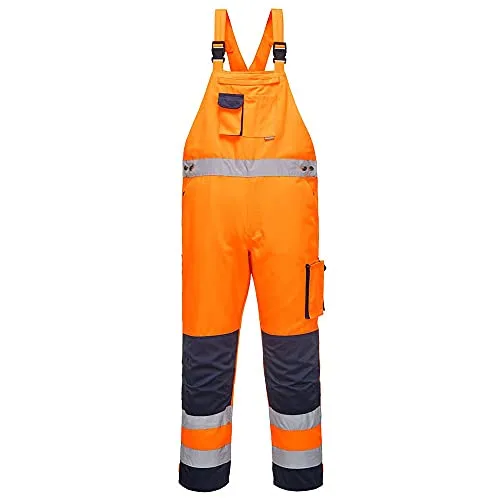 Portwest Dijon Warnschutz-Latzhose, Größe: M, Farbe: Orange/Marine, TX52ONRM