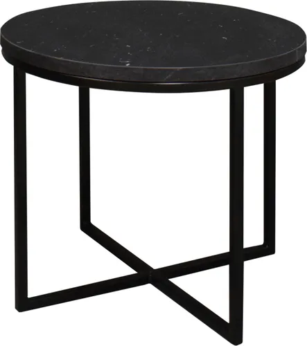 MÄUSBACHER Couchtisch rund - Schwarz mit Keramik-Optik - Eleganter Couchtisch mit rundem Design, stabilem Metallgestell und pflegeleichter Tischplatte in Keramik-Optik. Ideal für stilvolle Wohnzimmer! Höhe: 50,5 cm, Durchmesser: 60 cm. Made in Germany.