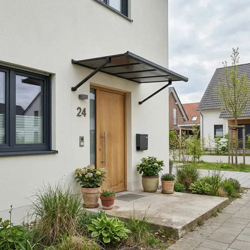 Haustürvordach  Augustine 91 x 147  cm  Alu Graue Paneele Polycarbonat | Canopia
