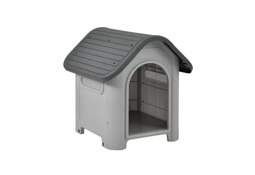 [en.casa] Hundehütte Outdoor Bello - Wetterfestes Hundehaus mit Lüftungsschlitzen - Hundehütte aus robustem Kunststoff mit erhöhtem Boden für optimalen Wetterschutz und Hygiene. Schneller Aufbau und perfekte Belüftung sorgen für ein ideales Zuhause für Ihren Hund.