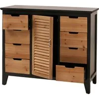 MCW Vintage Shabby Apothekerkommode O63 in Schwarz - Stilvolle Kommode mit 8 Schubladen und 2 Fächern, ideal für zusätzlichen Stauraum in jedem Raum. Robustes Design mit Fensterladenoptik und praktischen Griffmulden für einfachen Zugriff.