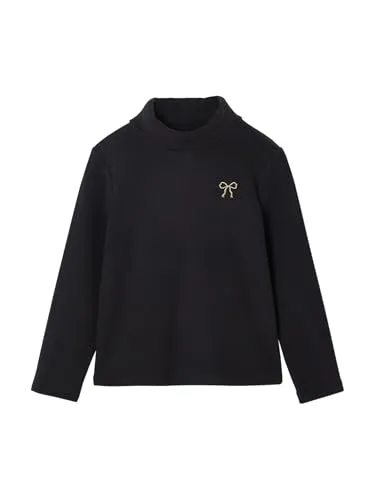 Vertbaudet Rollkragenpullover Mädchen, Fleece, mit Glitzer-Schleifenstickerei anthrazit 116