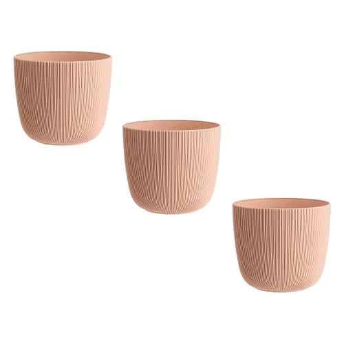 Gariella 3X apricot moderner Blumentopf mit Drainagesystem Pflanztopf-Kübel widerstandsfähig rund wetterfest Kunststoff Ø 12 cm