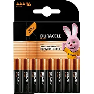 DURACELL Batterien PLUS Alkali-Mangan Micro AAA 1,5 V, 16 St.