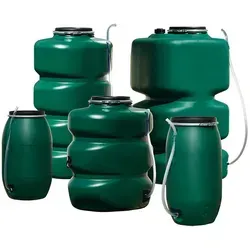 GARANTIA Gartentank Regentonne 500 Liter dunkelgrün - Regentonne für nachhaltige Regenwassernutzung, aus robustem Recyclingkunststoff mit UV-Schutz und kindersicherem Deckel für einfache Reinigung und Sicherheit.