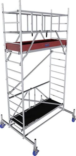 Krause Faltgerüst MONTO ProTec XS Aluminium 4,80 m - Leiter & Treppe - Robustes Aluminium-Faltgerüst, leicht und einfach zu transportieren, ideal für professionelle Arbeiten in der Höhe.