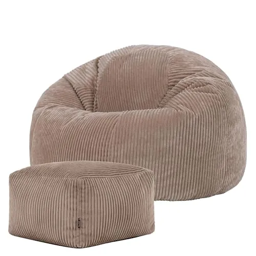 icon Kingston Sitzsack Erwachsene aus Cord mit Hocker in braun von Icon